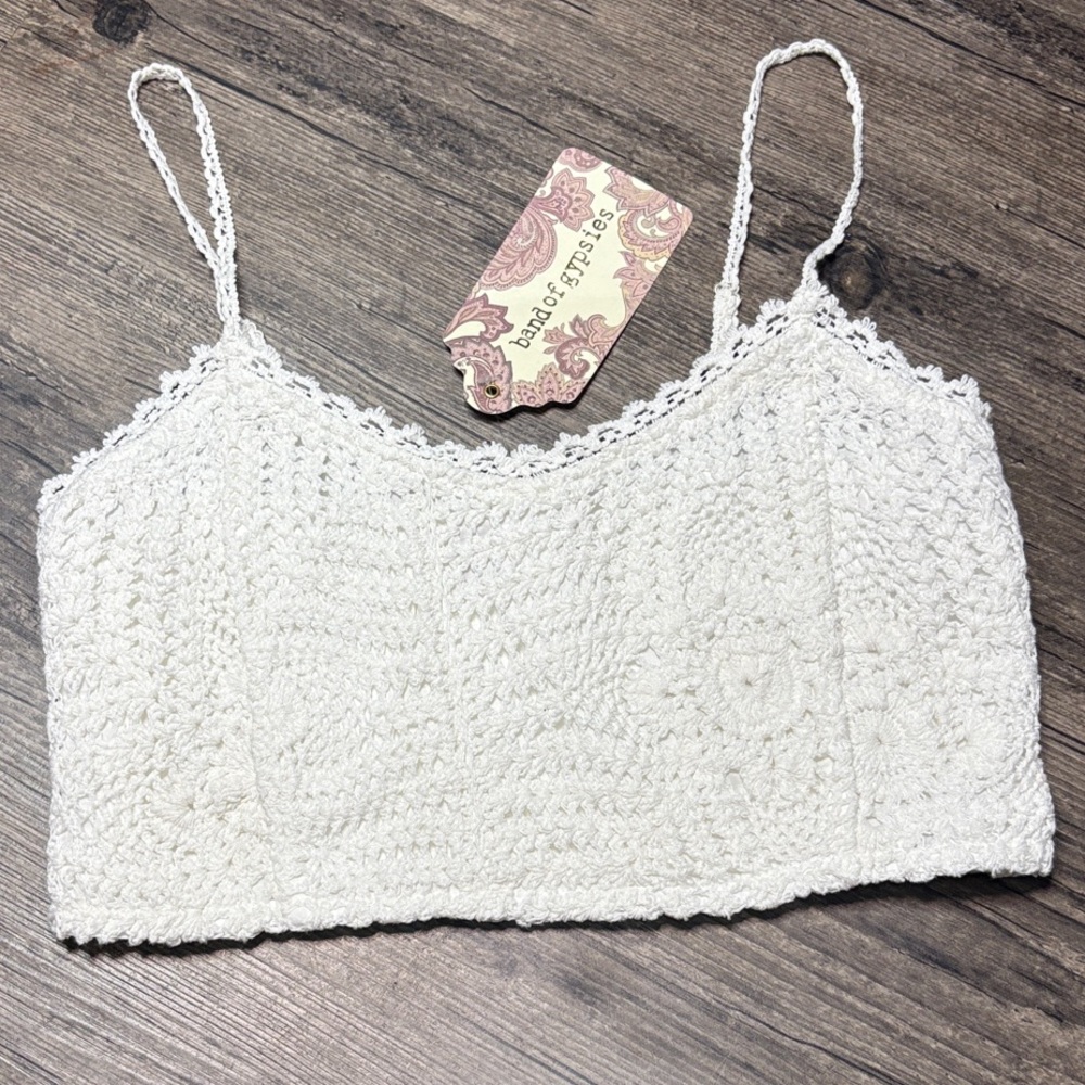 Band Of Gypsies Crochet White Crop Top